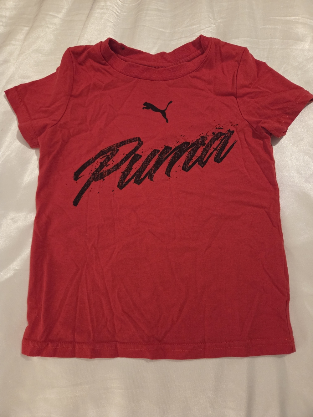 Puma Red Short Sleeve Tee with Black Script Logo